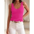 thumbnail image 4 of Women V‑Neck Ruffle Sleeveless Ribbed‑Knit Tank Top, Lightweight Casual Going‑Out Summer Blouse, 4 of 12