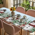 thumbnail image 3 of Blue Christmas Table Cloths for 8 Foot Rectangle Tables, Xmas Trees Snowman Snowflake Birds Watercolor Patio Waterproof Elastic Fitted Tablecloths, Washable Rectangular Table Cover for Camping, 3 of 8