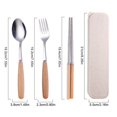 thumbnail image 6 of Wooden Handle Stainless Steel Tableware Three-piece Set Solid Wood Chopsticks Fork Spoon Student Outdoor Travel Gift Tableware Set flap Box 1Pcs Spoon+Chopsticks, 6 of 6