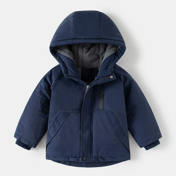 NAISIBABY Boys Fleece Jacket（2-12T), Hooded Fashion Casual Zipper with Pockets Winter Thermal Quilted Coat Dark Blue 7T