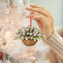Lssam Mistletoe Kissing Ball Ornament, Hanging Christmas Doorway Decor with Natural Look Berries Pine Cones, Durable Festive Home Office Decoration