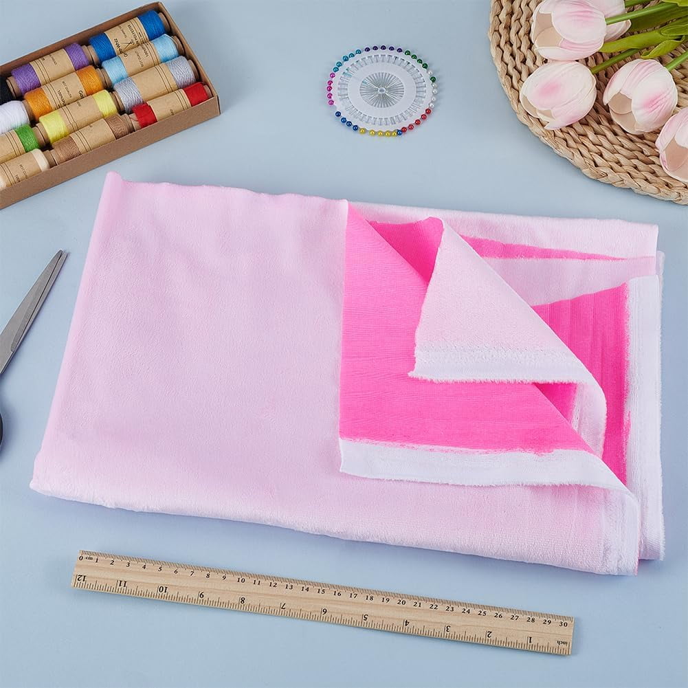 Pearl Pink Glow in The Dark Fabric 55x35.8inch Luminous Soft Velvet Fabric Glow in The Dark Sewing Patchwork Fabric Luminescent Quilting Fabric for Crafting Quilting DIY Pearl Pink