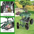 thumbnail image 6 of Kinbor Garden Scooter Garden Seat with Wheels, Rolling Gardening Cart with Seat, Metal Garden Wagon Cart, Green, 6 of 9