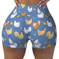 thumbnail image 2 of Balery Chicken Family Pantalones cortos de entrenamiento estampados para mujer, sin costuras, ajustados, para gimnasio, yoga, correr, deportes, ejercicio activo, fitness.-XX-Large, 2 of 8