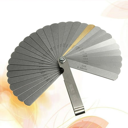GOOHOCHY Feeler Gauge with Brass Blades for Measuring Use 32 Pieces Dual Marked Silver 0.040.88mm