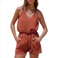 thumbnail image 2 of Conjuntos de Verano de 2 Piezas para Mujer, Sin Mangas, Cuello en V, Camisetas Sin Mangas con Nudo y Pantalones Cortos, Conjuntos A Juego, Rojo XXL, 2 of 7