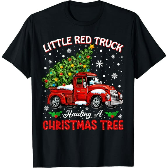 Little Red Truck Hauling A Christmas Tree T-Shirt