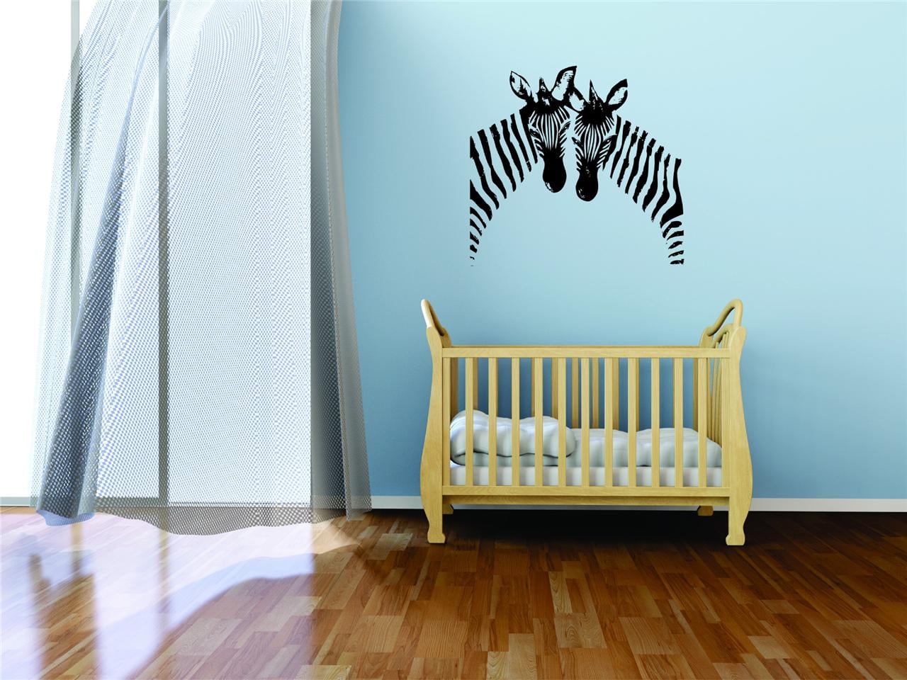 Design With Vinyl Artwork Two Colorful Zebra's Zoo Animal Wall Decal