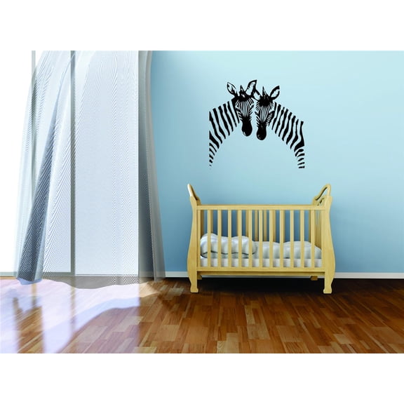 Design With Vinyl Artwork Two Colorful Zebra's Zoo Animal Wall Decal for Children - Zebra Wild Striped Horse Like Themed Décor - Size: 27 In x 36 In