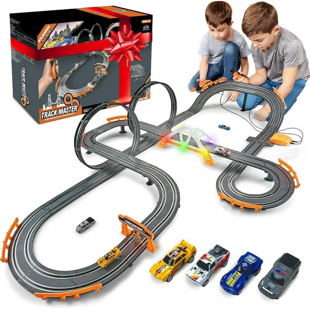 Set de pista de carreras de coches tragaperras Atlasonix con 4 coches de alta velocidad de 100 m