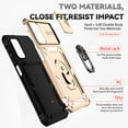 thumbnail image 2 of Heavy Duty Case for Samsung Galaxy A34 5G, Rugged PC Soft TPU Military Grade Shockproof Metal Magnetic Car Mount Cover with Camera Lens Sliding Ring Holder Bracket Case,Gold, 2 of 8