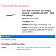 thumbnail image 2 of Front Right Passenger Side Bumper Molding - Compatible with 2011 - 2016 Kia Sportage 2012 2013 2014 2015, 2 of 2
