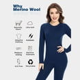 thumbnail image 3 of Woolcano Women’s 100% Merino Wool Base Layer Set Lightweight Thermal Underwear for Ski Winter Outdoor, 3 of 6