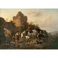 thumbnail image 2 of Wouterus Verschuur 18x14 Black Ornate Wood Framed Double Matted Museum Art Print Titled - A Driver with His Family Fording a Stream, 2 of 5