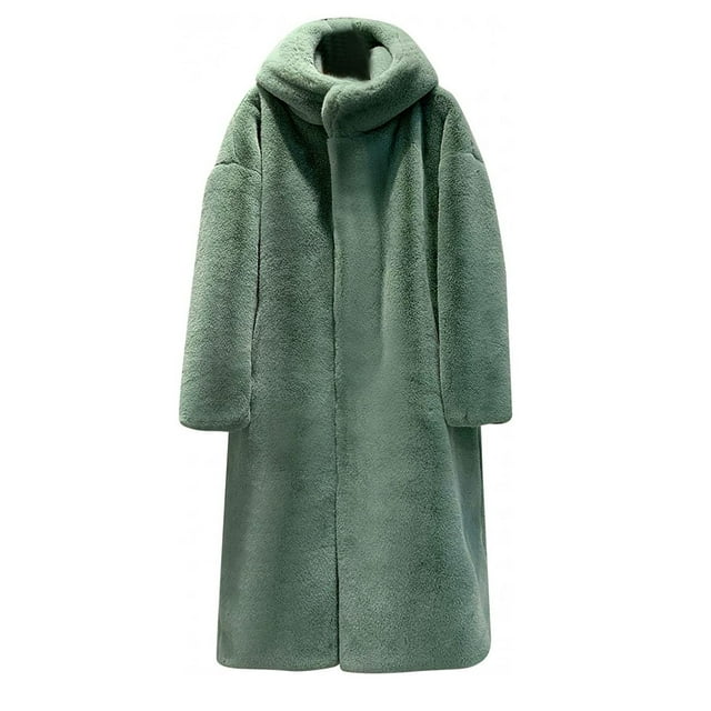 Abrigos cálidos de invierno para mujer Abrigo de imitación Chaqueta de imitación peluda cálida Ropa de abrigo de manga larga Pompotops qwe18652