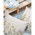 thumbnail image 3 of Outdoor Throw Pillow Cover Watercolor Spring Flower Plants Waterproof Cushion Covers 2 Pack Botanical Leaves on Burlap Cotton Pillow Cases Home Decoration for Patio Garden Couch Sofa, 3 of 7