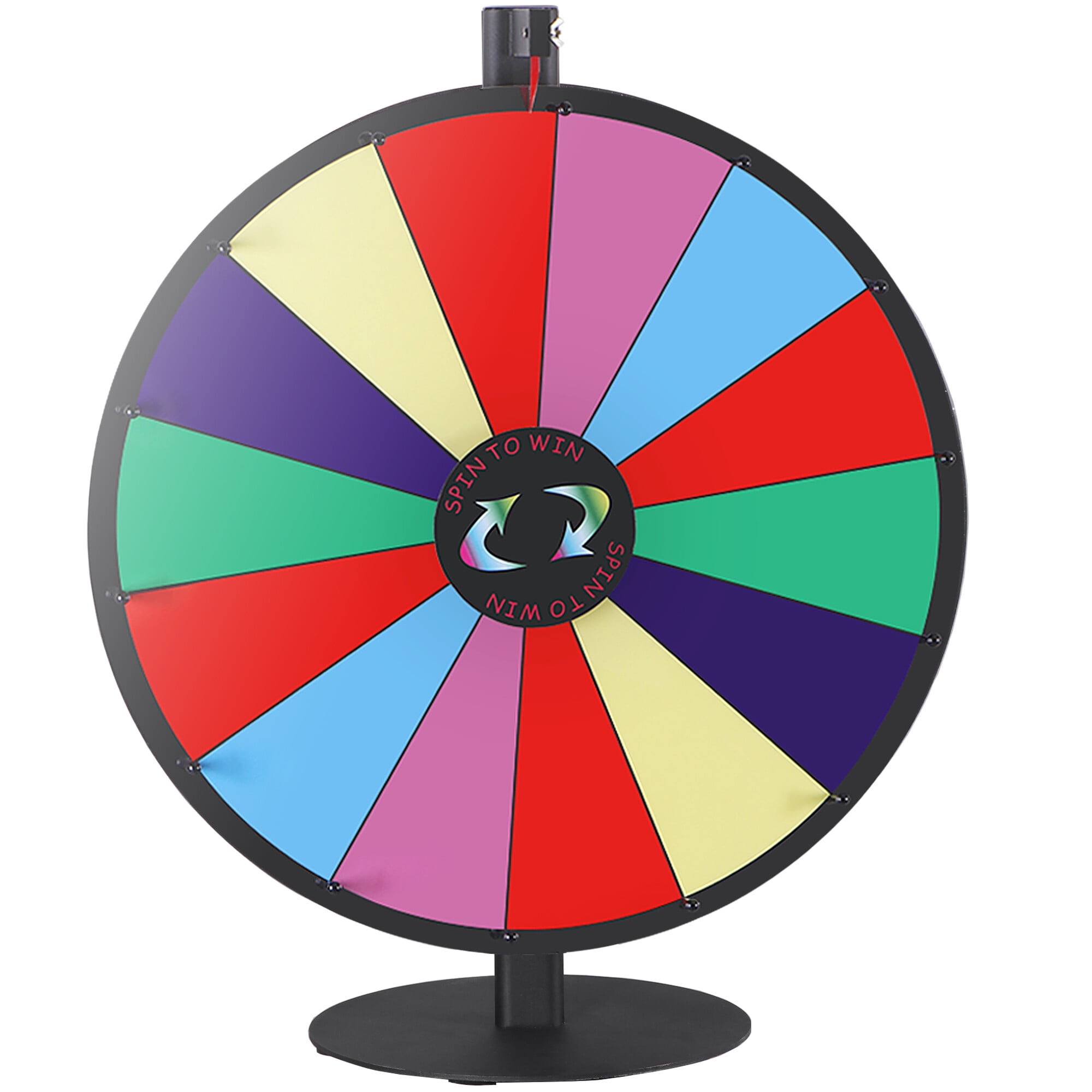 ZENSTYLE 24" Spin Wheel Freestanding Height Adjustable 14 Slots Colorful Prize Wheel Spinner Game