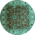 thumbnail image 1 of Ahgly Company Indoor Round Oriental Turquoise Blue Industrial Area Rugs, 6' Round, 1 of 4