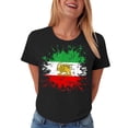 thumbnail image 5 of felwors Women's Iran Lion and Sun Watercolor, Vintage Persian Heritage Flag V-Neck T-Shirt (Black, XL), 5 of 6
