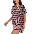 thumbnail image 2 of Kdxio Playing Cards Print Pajamas Sets for Women Short-Sleeved Pjs with Lounge Shorts Two Piece Sleepwear S-4XL, 2 of 5