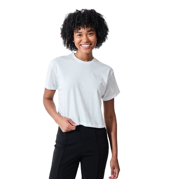 Get Bageled Tennis Women's White Crew Neck Short Sleeve Crop Tee-Medium