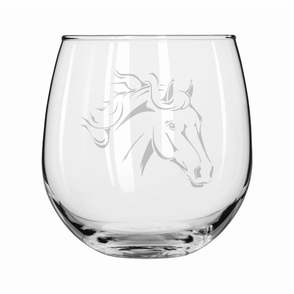 Wine Glass for Red or White Wine Gift Horse Head (16 oz Stemless)