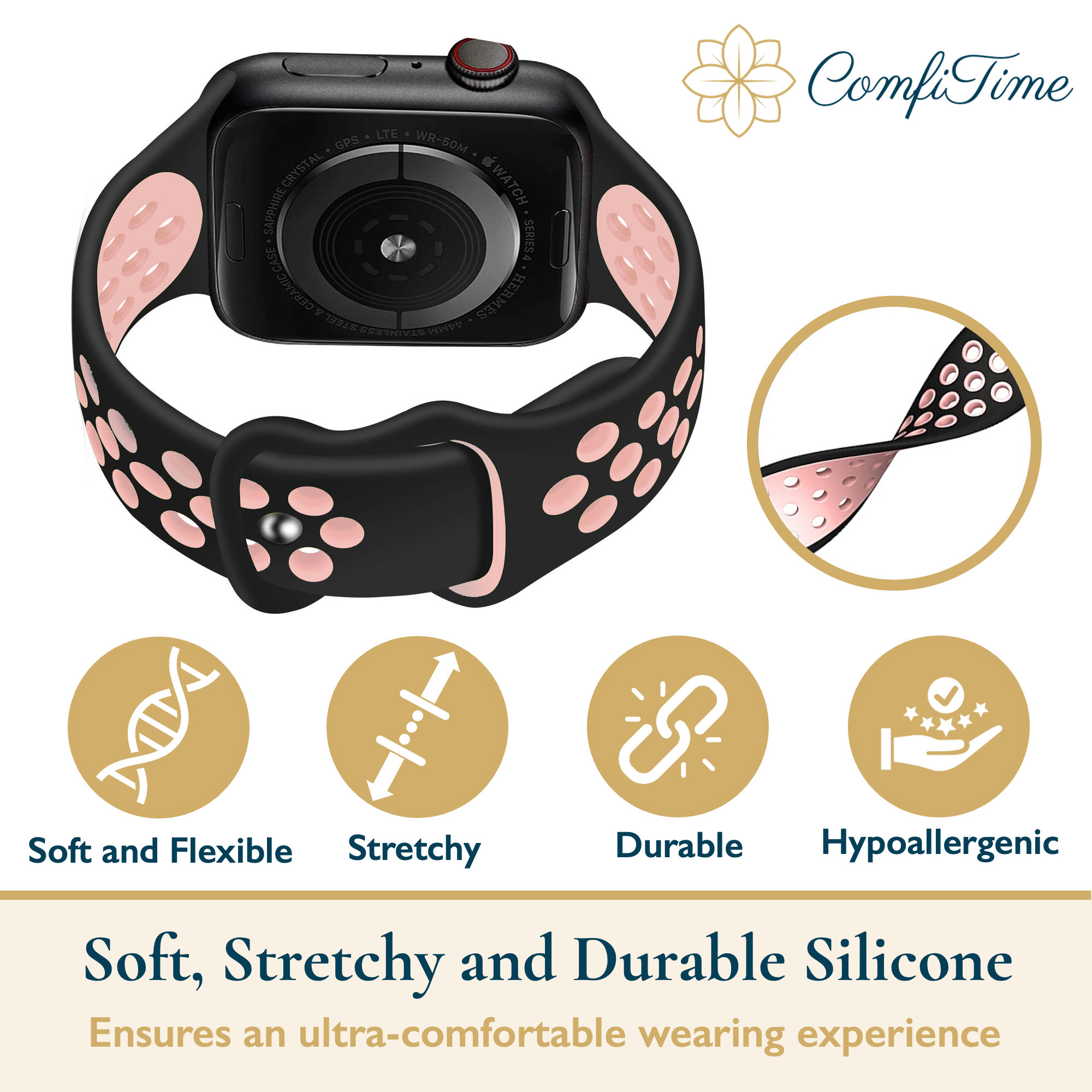 ComfiTime Apple Watch Band - Stretchy Silicone Sport Strap photo 4