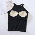 thumbnail image 5 of LYEAA Tank Top with Built in Bra for Women Sleeveless Crew Neck Padded Basic Summer Casual Cropped Undershirt Solid Beach Fashion Pullover Vest Breathable Soft Loungewear Going Out Clothes Black S, 5 of 5