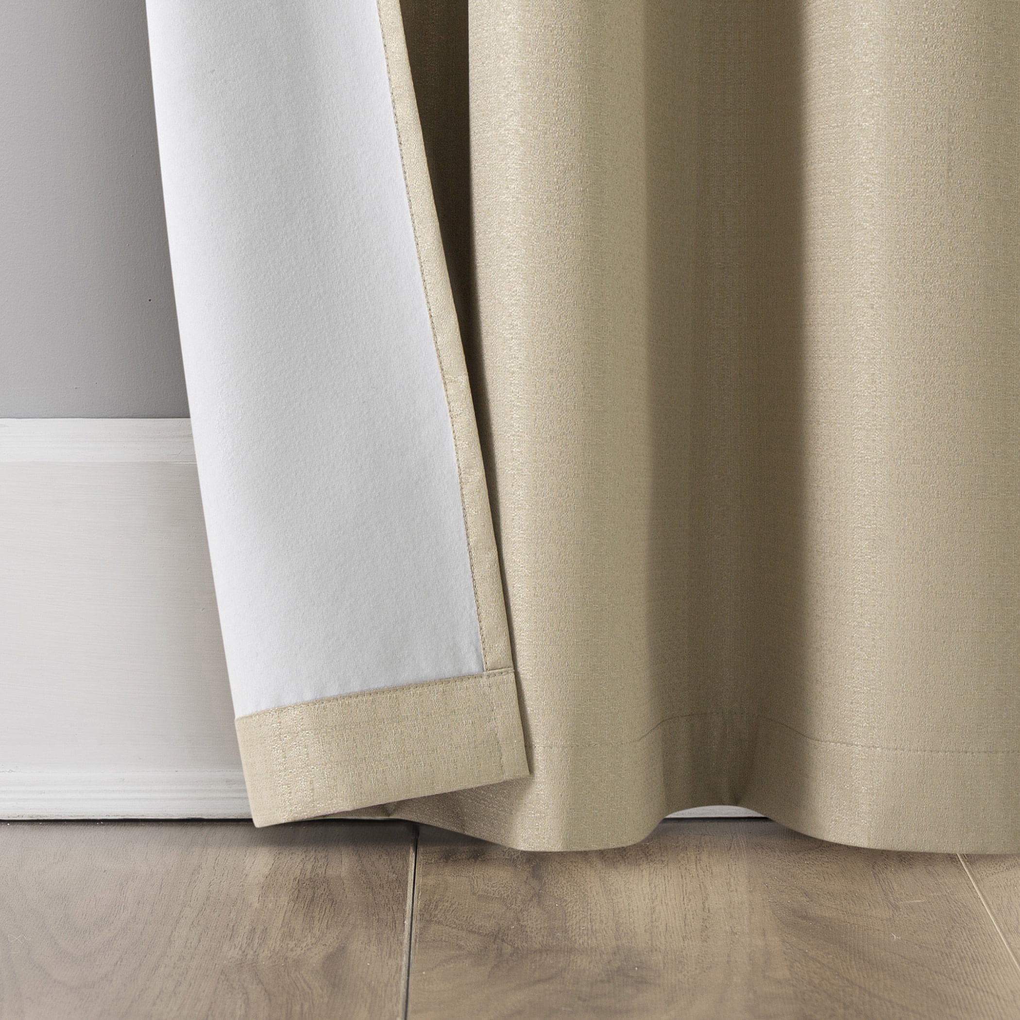 Sun Zero Bryant 2-Piece Textured Thermal Insulated 100% Blackout  Grommet Top Curtain Panel, Taupe, 37”W x 95"L
