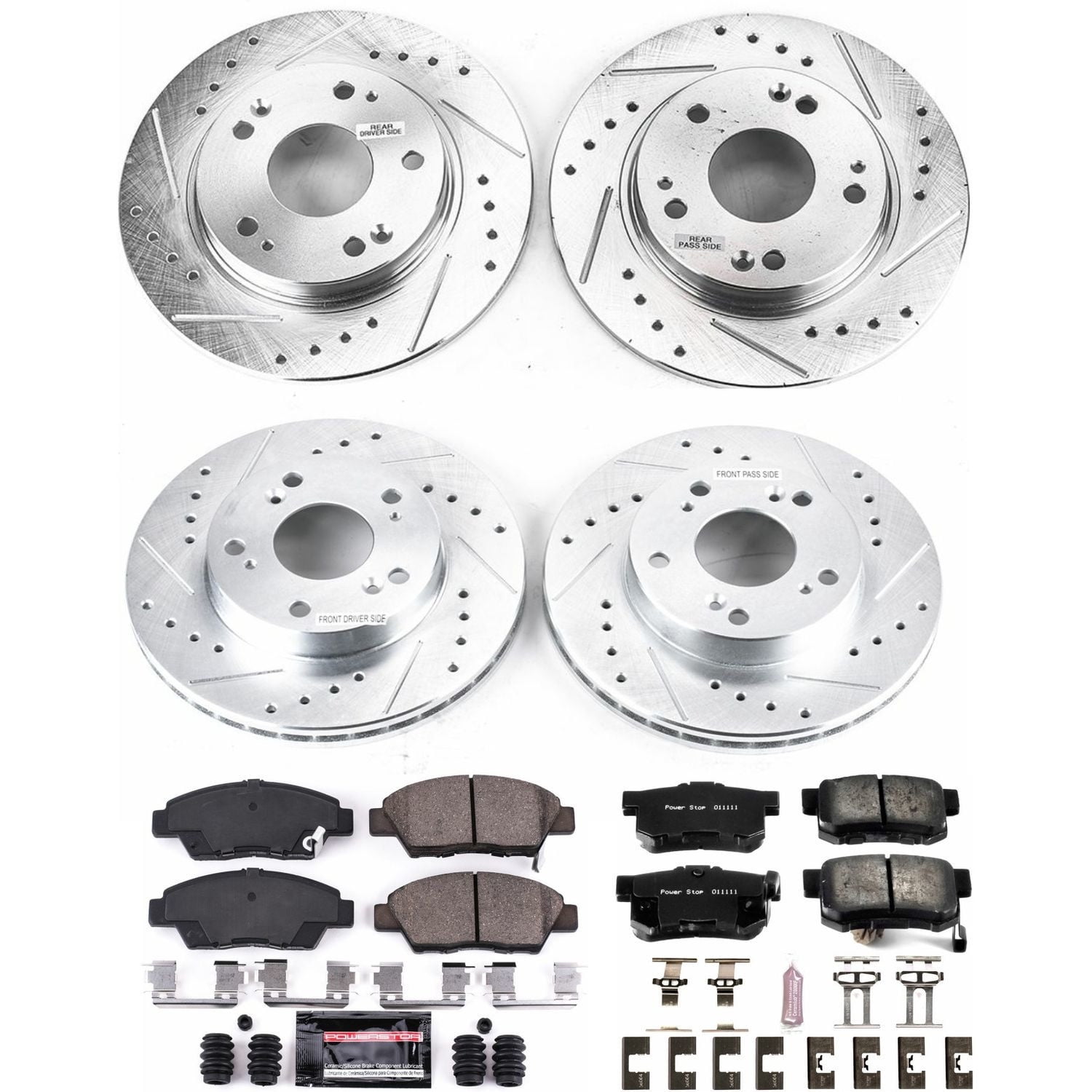PowerStop Front and Rear Z23 Evolution Sport Carbon-Fiber Ceramic Brake Pad and Drilled & Slotted Rotor Kit Fits: HONDA Select Models K5936