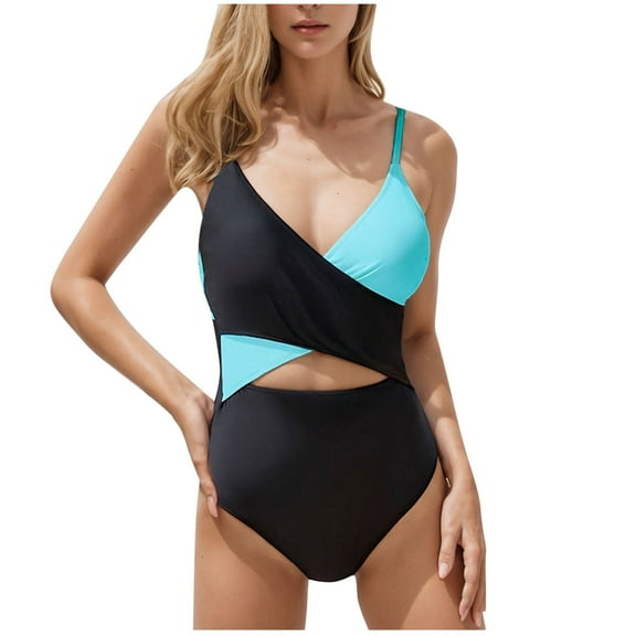 Youyipin One Piece Swimsuit Women Tummy Control Hight Waisted Bathing Suit V Neck Swimwear Neon Sexy Cut Out Tie Back Swim Suit Vacation Outfits For Women