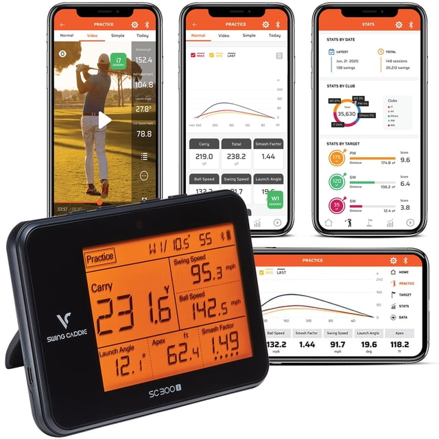 Monitor de lanzamiento de golf Voice Caddie SC300, analizador de swing