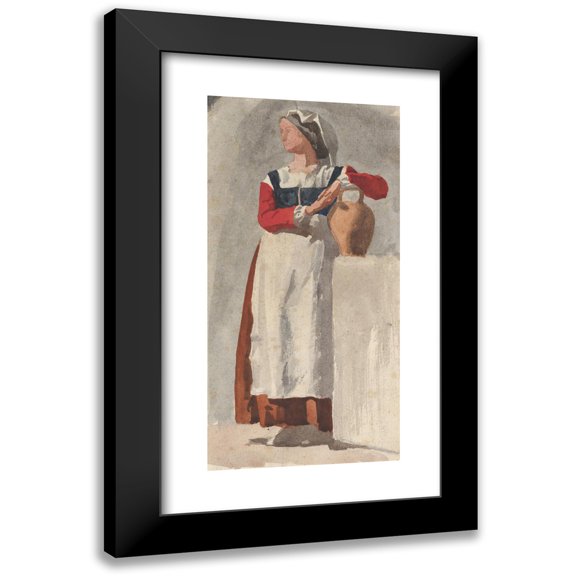Edgar Degas 9x14 Black Modern Framed Museum Art Print Titled - Italian Woman (ca. 1856-57)