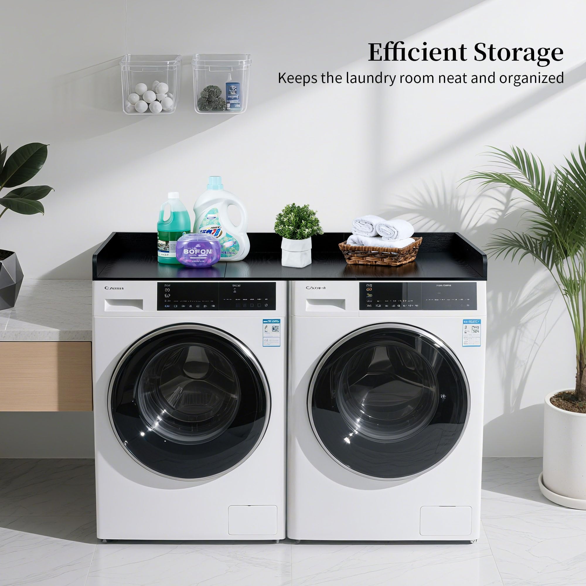 Hanobe Washer Dryer Countertop with Edge : Wood Laundry Countertop - Over Washer and Dryer for Room