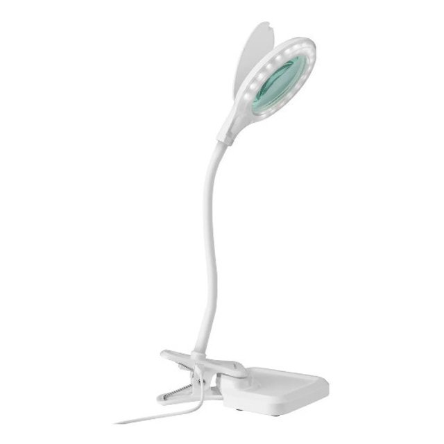 Lámpara LED Steren con Lupa 3x Cuello Flexible y Pinza HER-735