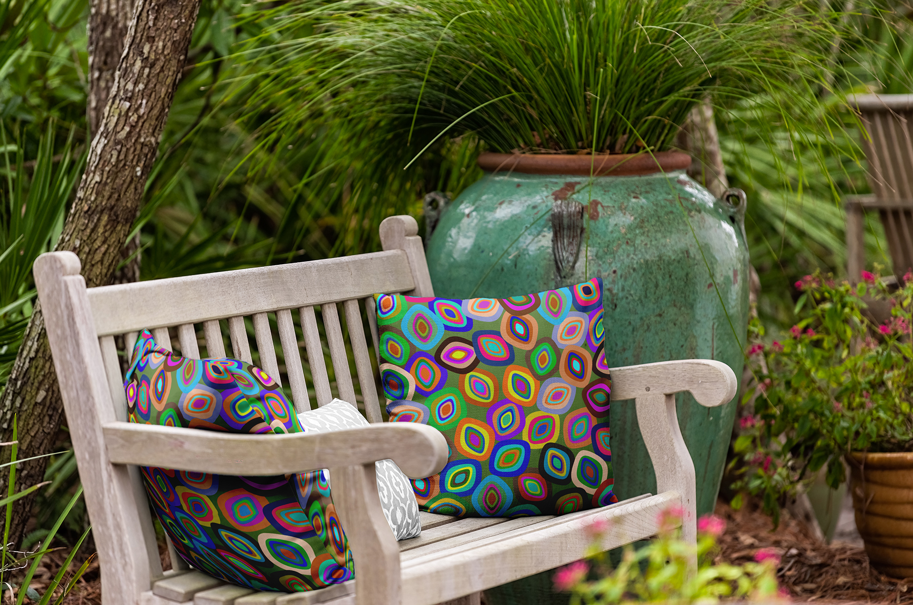 20" x 20" Simply Daisy Modern Leaf Pile Polyester Indoor/Outdoor Pillow, Multi Qty 1
