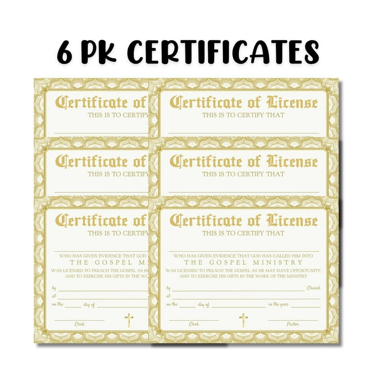 pastor-license-certificate-for-church-pastoral-preacher-to-frame-6-pk-8-5x11-linen-male-paper-ordination-minister-emeritus-seal-license-walmart-com for Free Printable Minister License Certificate Pastor License Certificate for Church Pastoral Preacher to Frame 6 pk 8.5x11 Linen Male Paper Ordination Minister Emeritus Seal License - Walmart.com for Free Printable Minister License Certificate