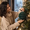 thumbnail image 4 of 6 Inch Large Flocked Christmas Ball Ornament, Textured Pattern Holiday Tree Decor for Christmas Party and Home Decoration., 4 of 9