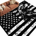 thumbnail image 2 of Eagle Head Washable Living Room Rugs 5'x7', Black American Flag Vintage Stripes Animal Low Pile Throw Large Area Rugs Non-Slip Sturdy Edge Binding Carpet for Dining Room Bedside Kitchen, 2 of 9