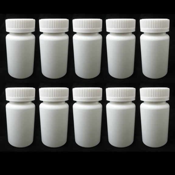 10 Pill Bottle Storage Container Pet Tin Vial White 100Ml Screw Cap Jar Medicine