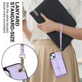 thumbnail image 4 of For iPhone 15 RFID Blocking Protective Purse Wallet Case Magnetic Organ Style Flip Cover Multi-Card Slots Pocket With Detachable Shoulder Strap And Wrist Strap,Purple,For iPhone 15, 4 of 7