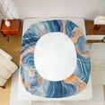 thumbnail image 5 of Manfei Marble Abstract Twin Sheet Sets, Blue Orange Stripes Ombre Twin Fitted Sheet, Marbling Artwork Flat Sheet, Super Cozy Room Decor, 3-Piece, 5 of 7
