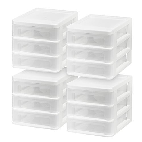 Organizador de escritorio IRIS USA de plástico con 3 cajones para oficina, color blanco
