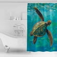 thumbnail image 4 of Small Stall Shower Curtain 36x72 Inch Narrow Half Size Sea Turtle Coastal Bath Curtains Bathroom Decor Teal Green Beach Nautical Ocean Waterproof Fabric Shower Curtain Set with Hooks 36 Inch, 4 of 6