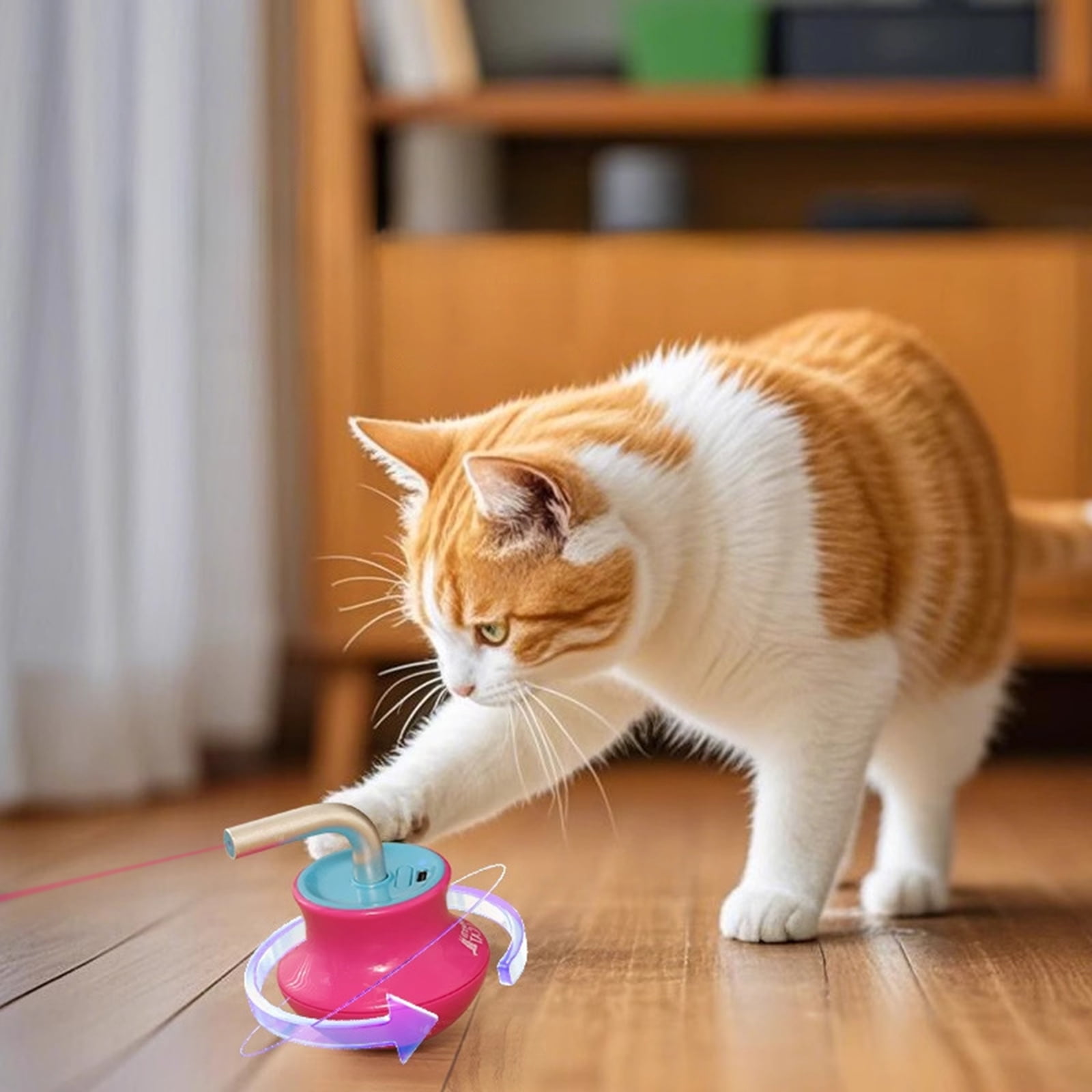 Modern Cat Toy - Electric Laser Pointer, Self-Righting Wobble Base, Anti-Collision Fall-Resistant, Self-Amusement Boredom Relief Energy-Burning - For Indoor Cats, Interactive Solo Play, Wild Play Sce