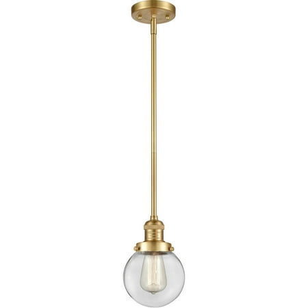 

Satin Gold Tone Mini Pendants 6 Wide Clear Glass Steel/Cast Brass/Glass Medium Base LED 1 Light Fixture