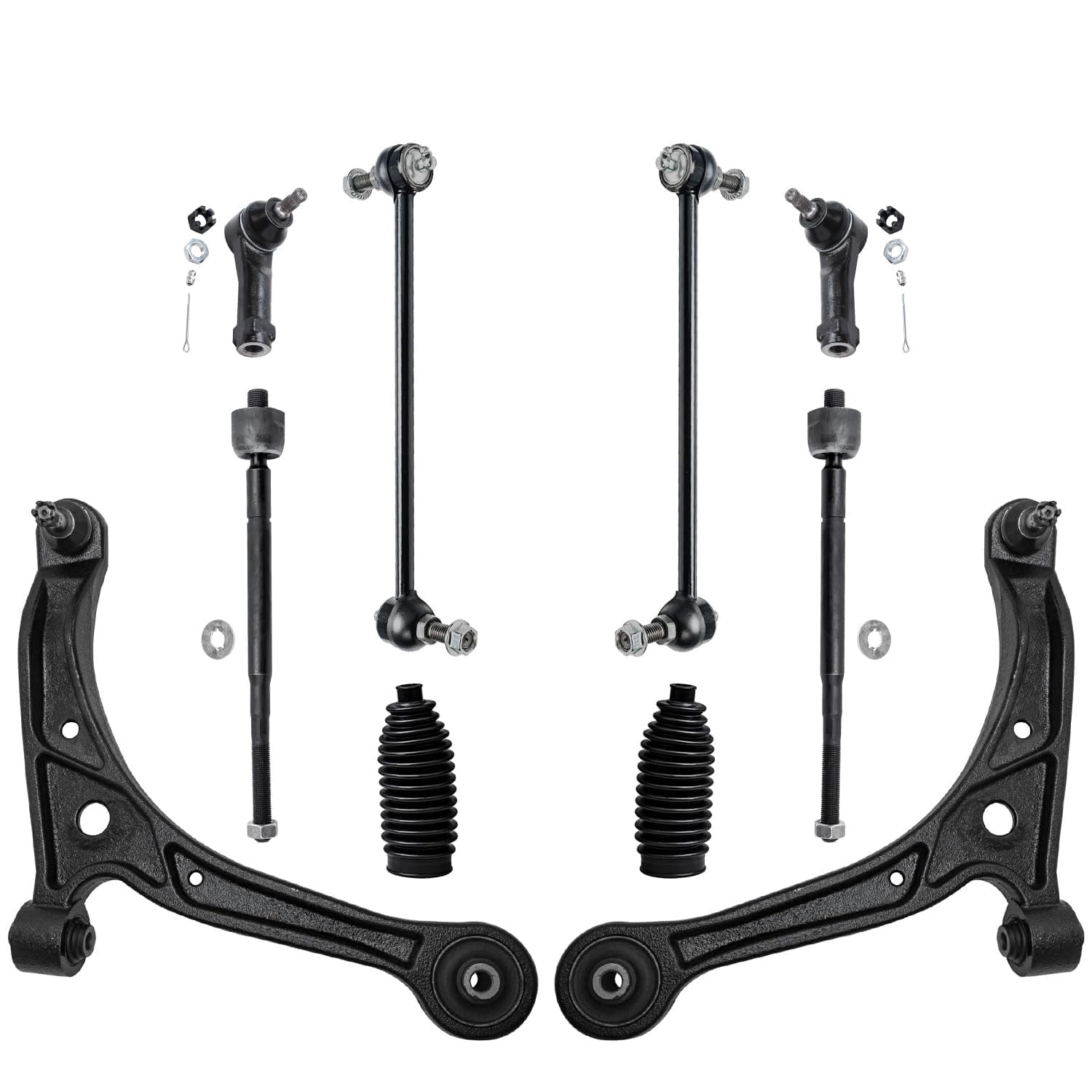 Detroit Axle - Front 12pc Suspension Kit for 2002 2003 2004 Honda Odyssey, 2 Struts 2 Lower Control Arms w/Ball Joints 4 Tie Rods 2 Boots 2 Sway Bar Links 2003 Replacement