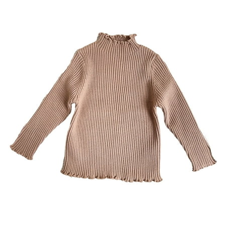 

Besolor Girl s Spring Fall Clothes Long Sleeve Ribbed Knit Top Basic Shirt Tee Mock Neck Tee Top Solid Color Blouse Outfit