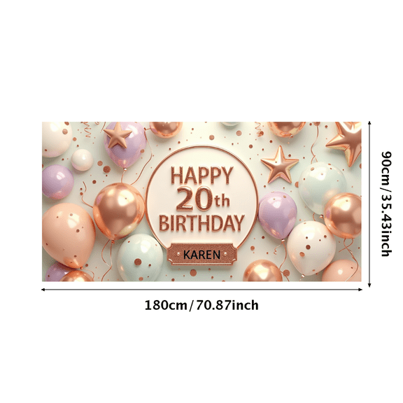 Decorative Design Birthday Party Banner Colorful Theme Celebration Decoration Happy 20th Birthday Banner for Birthday Party Kids Party Indoor Decoration