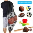 thumbnail image 4 of 2Pcs Drawstring Sports Ball Bag Football Mesh Bag Basketball Backpack Football Soccer Volleyball Ball Storage Bags Swimming Gear Bag (2Pcs Black,L), 4 of 6